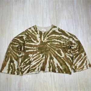 Gilded Intent Buckle Crew Neck Boho Cozy Knit Tie Dye Soft Pullover Sweater LG